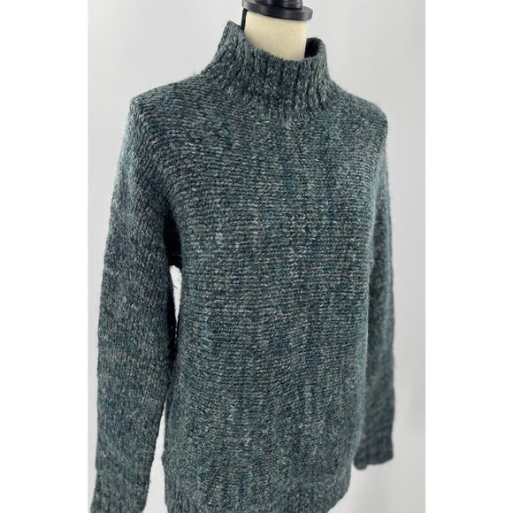 COS Wool Alpaca Mock Neck Sweater Gray Black Green Marl Pullover Small - Picture 1 of 9